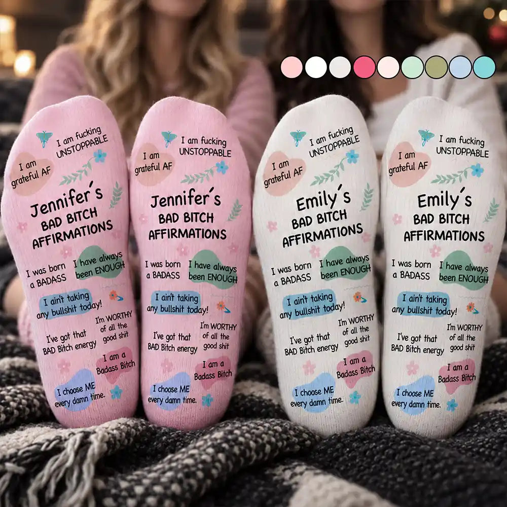 Top Market, Christmas, Humorous, Gift For Yourself, Gift For Women, Icon - Sassy Girl Daily Affirmation Gift For Her, Bestie, Colleagues - Personalized Socks