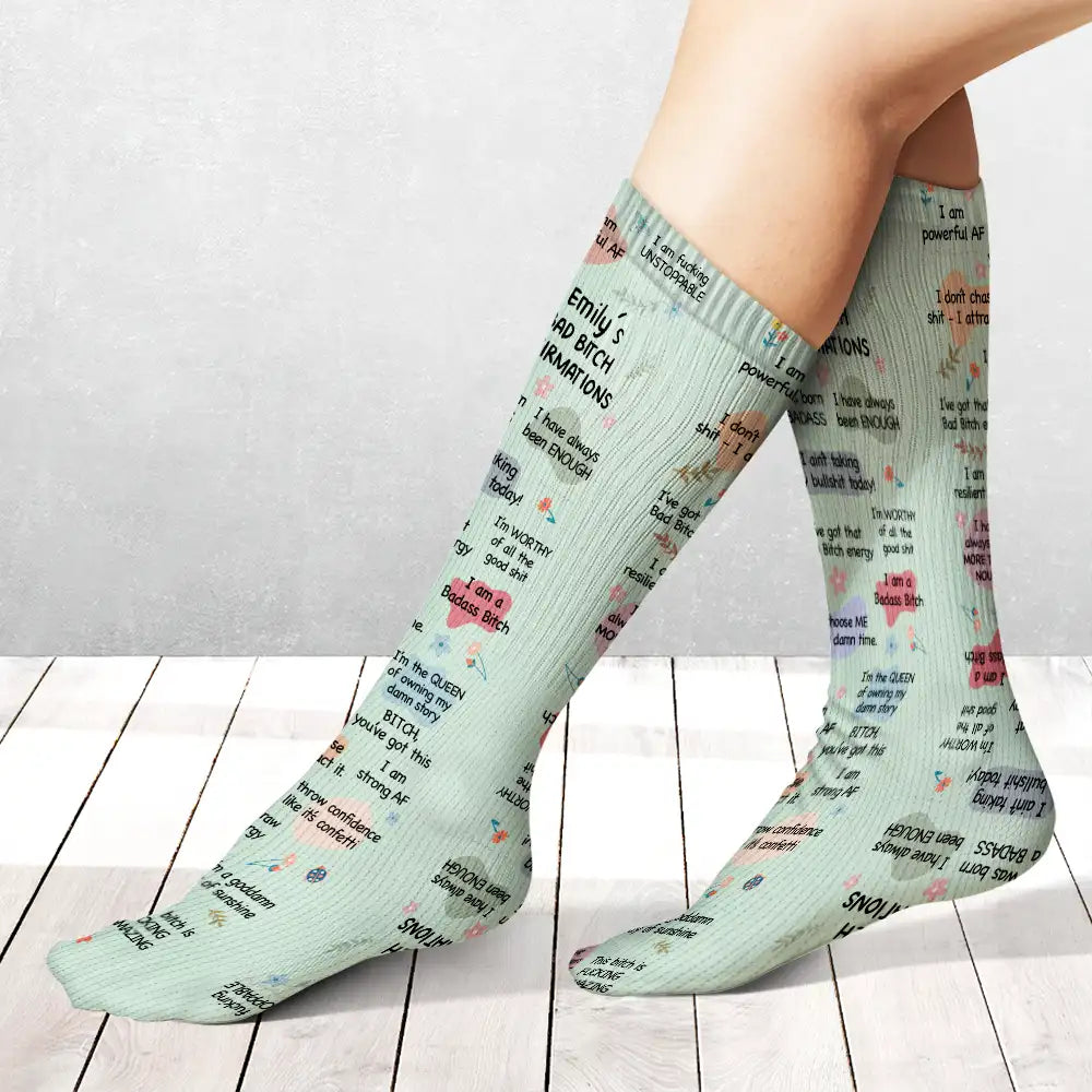 Top Market, Christmas, Humorous, Gift For Yourself, Gift For Women, Icon - Sassy Girl Daily Affirmation Gift For Her, Bestie, Colleagues - Personalized Socks