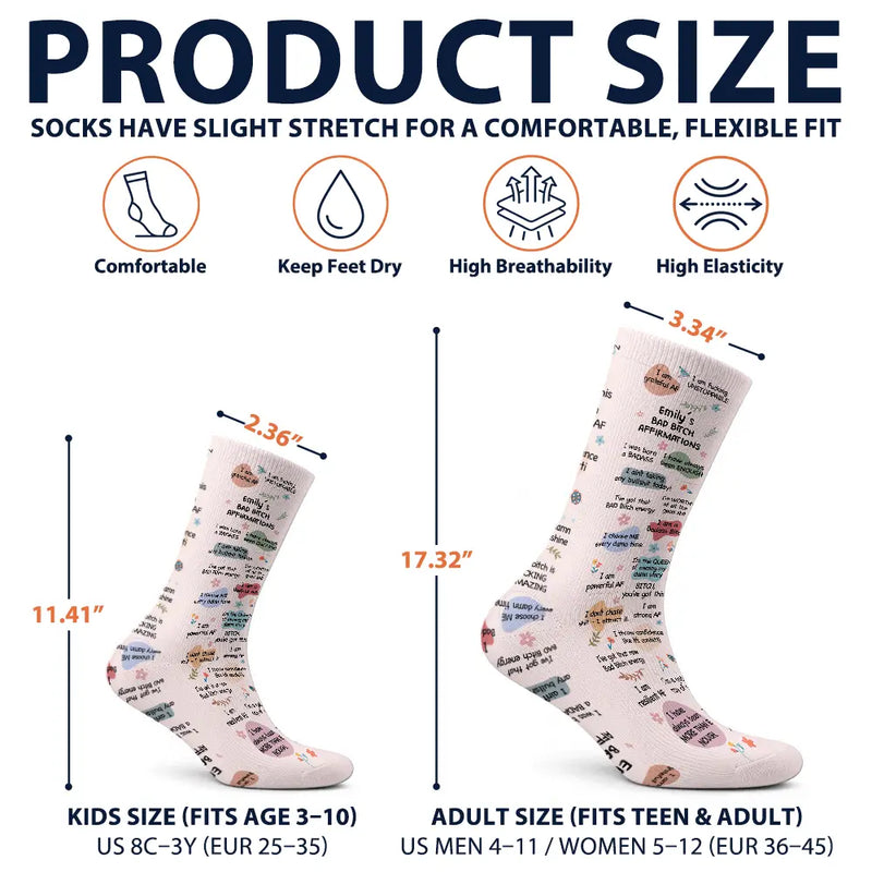 Top Market, Christmas, Humorous, Gift For Yourself, Gift For Women, Icon - Sassy Girl Daily Affirmation Gift For Her, Bestie, Colleagues - Personalized Socks