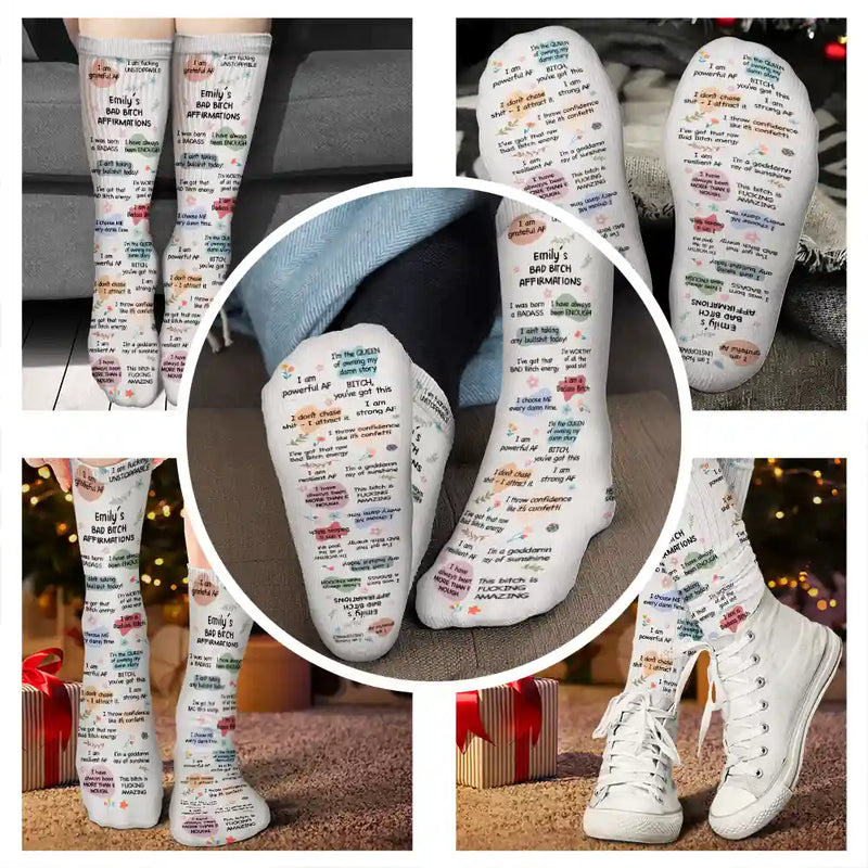 Top Market, Christmas, Humorous, Gift For Yourself, Gift For Women, Icon - Sassy Girl Daily Affirmation Gift For Her, Bestie, Colleagues - Personalized Socks