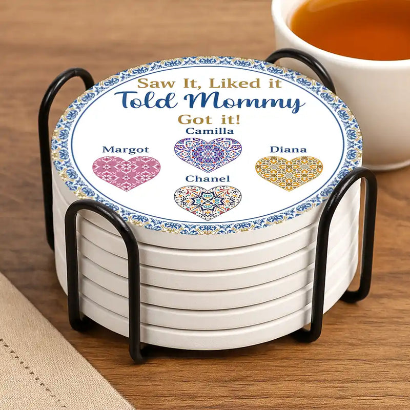 Happy,Gift For Grandma,Gift For Mother,Gift For Wife - Saw It Liked It Told Grandma Got It Nana Nanny - Personalized Ceramic Coaster