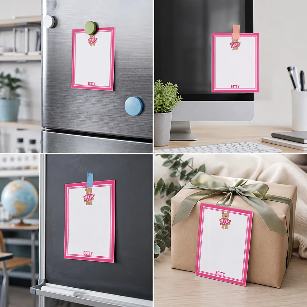 Back To School,Proud,Gift For Yourself,Warp Text - School Abbreviation Bear Pennant - Personalized Notepad