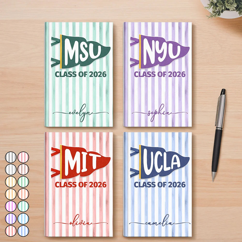 Gift For Bestie,Gift For Yourself,Gift For Women,Gift For Men,Non-Eng,Warp Text,Special Font,Proud - School Pennant Flag - Personalized Hardcover Journal