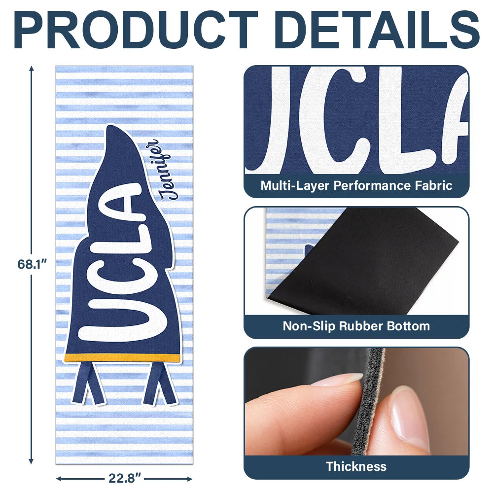Back To School,Yoga,Proud,Warp Text - School Pennant Flag - Personalized Yoga Mat