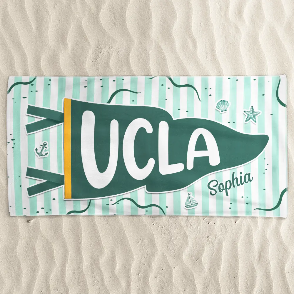 Graduation,Gift For Women,Gift For Bestie,Top Market,Warp Text,Adorable - School Pennant Flag Summer Graduation - Personalized Beach Towel