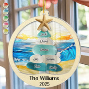 Gift For Couples,Gift For Husband,Gift For Wife,Gift For Boyfriend,Gift For Girlfriend,Parents,Gift For Mother,Gift For Grandpa,Gift For Father,Gift For Grandma,Family,Gift For Sibling,Gift For Sisters,Gift For Brothers,Gift For Bestie,Gifts For Colleagues,Christmas,Love - Sea Glass Christmas Tree - Personalized 2-Layered Acrylic Suncatcher Ornament