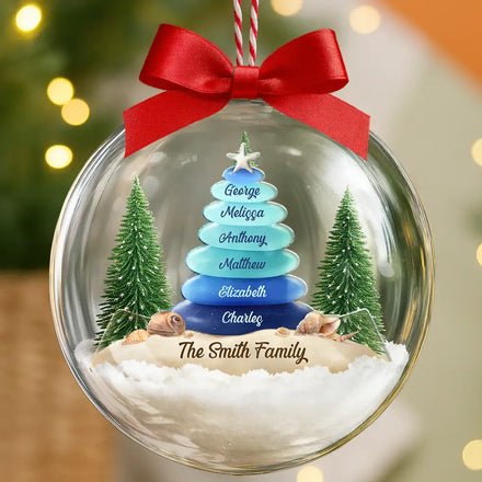 Sea Glass Family Beach Lovers - Personalized 3D Acrylic Ball Ornament