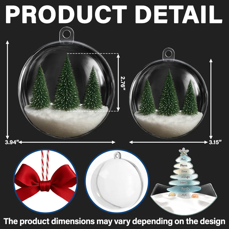 Sea Glass Family Christmas - Personalized 3D Acrylic Ball Ornament
