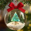 Family,Pet Lovers,Pet Mom,Pet Dad,Pet Couple,Dog Lovers,Dog Couple,Dog Mom,Dog Dad,Cat Lovers,Cat Mom,Cat Dad,Cat Couple,Happy,Single Mom,Single Dad,Gift For Grandpa,Gift For Grandma,Gift For Grandkids,Christmas - Sea Glass Family Christmas Tree - Personalized 3D Acrylic Ball Ornament