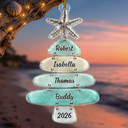Top Market,Christmas,Beach,Cozy,Family,Icon - Sea Glass Family Christmas Tree With Names - Personalized Custom Shaped Acrylic Ornament