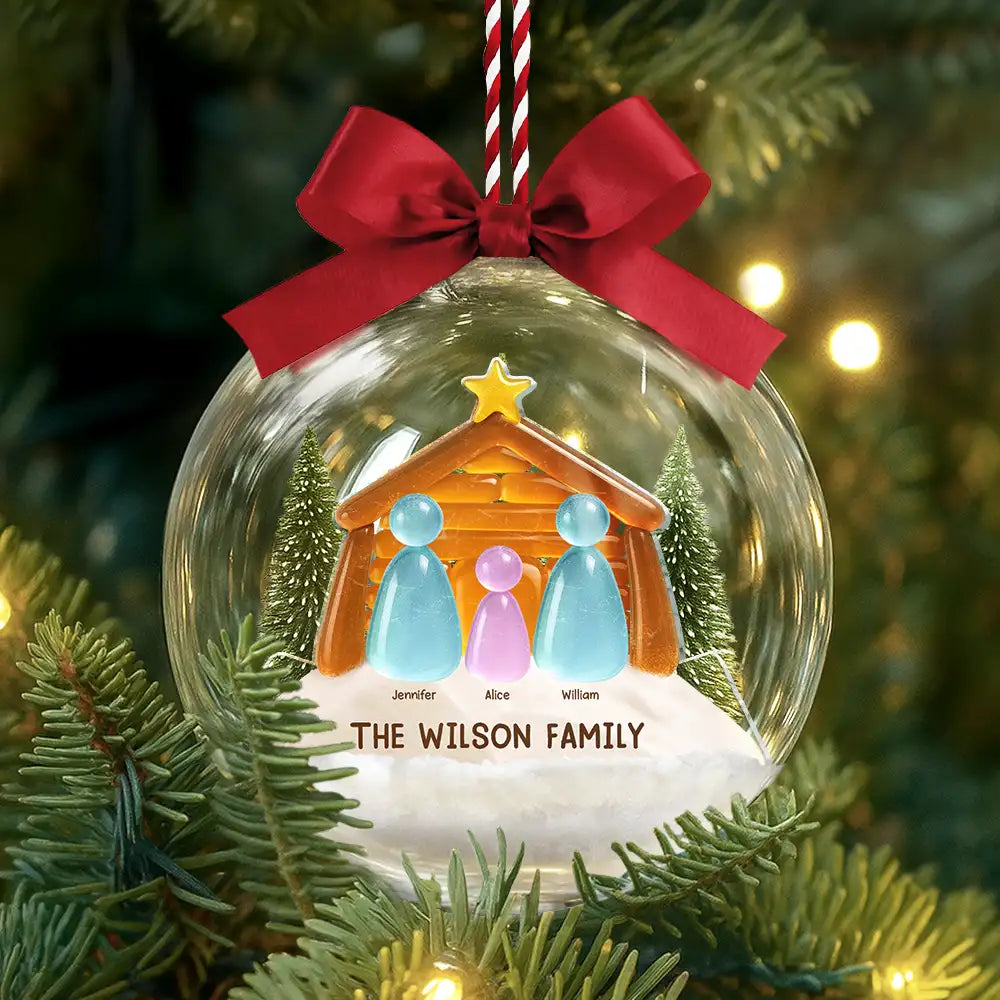 Family,Pet Lovers,Pet Mom,Pet Dad,Pet Couple,Dog Lovers,Dog Couple,Dog Mom,Dog Dad,Cat Lovers,Cat Mom,Cat Dad,Cat Couple,Happy,Single Mom,Single Dad,Gift For Grandpa,Gift For Grandma,Gift For Grandkids,Christmas - Sea Glass Family The Greatest Gift For All - Personalized 3D Acrylic Ball Ornament