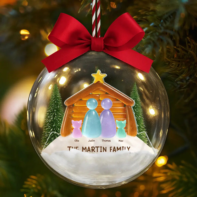 Family,Pet Lovers,Pet Mom,Pet Dad,Pet Couple,Dog Lovers,Dog Couple,Dog Mom,Dog Dad,Cat Lovers,Cat Mom,Cat Dad,Cat Couple,Happy,Single Mom,Single Dad,Gift For Grandpa,Gift For Grandma,Gift For Grandkids,Christmas - Sea Glass Family The Greatest Gift For All - Personalized 3D Acrylic Ball Ornament