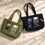 Graduation,Happy,Gift For Yourself,Gift For Women,Gift For Daughter,Gift For Bestie - Senior Girl She Finally Did It - Personalized Corduroy Tote Bag