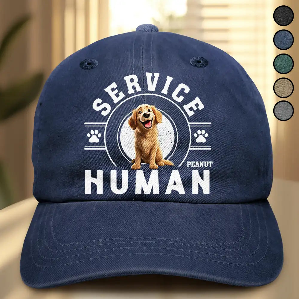 Service Human Do Not Pet Dog Cat - Personalized Vintage Washed Denim Cap