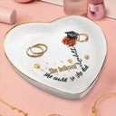 Graduation,Gift For Yourself,Gift For Women - She Believed She Could - Personalized Heart Ring Dish