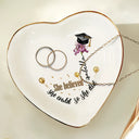Graduation,Gift For Yourself,Gift For Women - She Believed She Could - Personalized Heart Ring Dish