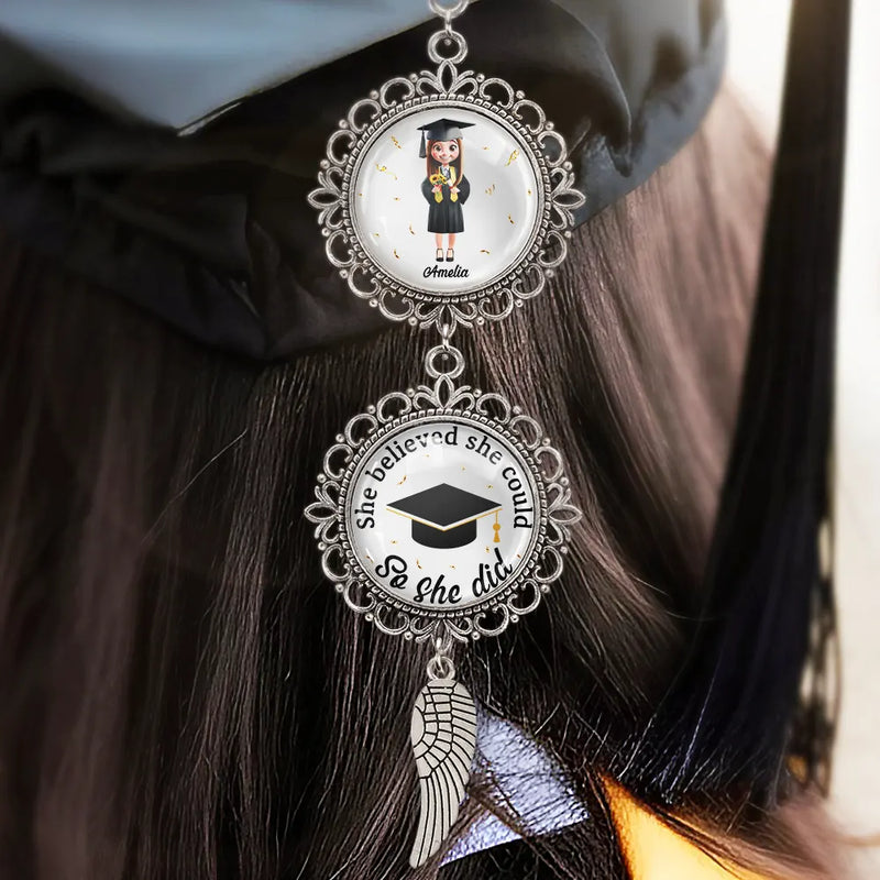 Graduation,Gift For Yourself,Gift For Bestie,Gift For Girlfriend,Gift For Sibling,Gifts For Colleagues,Happy,Gift For Boyfriend - She Believed She Could So She Did - Personalized Photo Pendant Charm