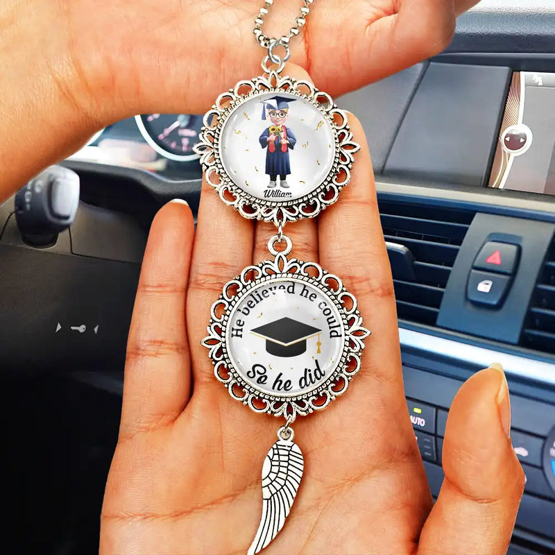 Graduation,Gift For Yourself,Gift For Bestie,Gift For Girlfriend,Gift For Sibling,Gifts For Colleagues,Happy,Gift For Boyfriend - She Believed She Could So She Did - Personalized Photo Pendant Charm