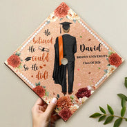 Graduation,Happy - She Believed She Could So She Did Backside - Personalized Graduation Cap Topper