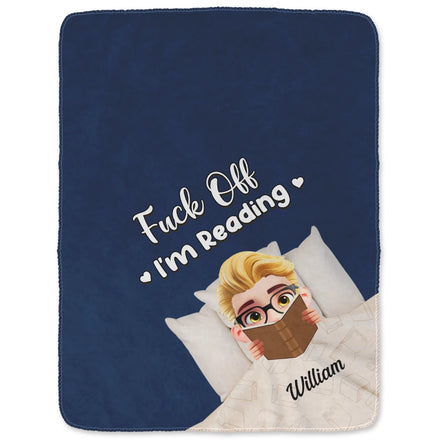 Shhh I'm Reading 3D Effect In Bed - Personalized Fleece Blanket, Sherpa Blanket