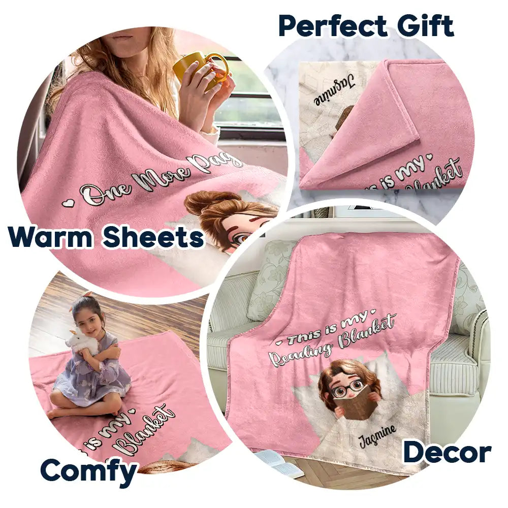 Reading,Gift For Yourself,Gift For Women,Happy - Shhh I'm Reading 3D Effect In Bed - Personalized Fleece Blanket, Sherpa Blanket