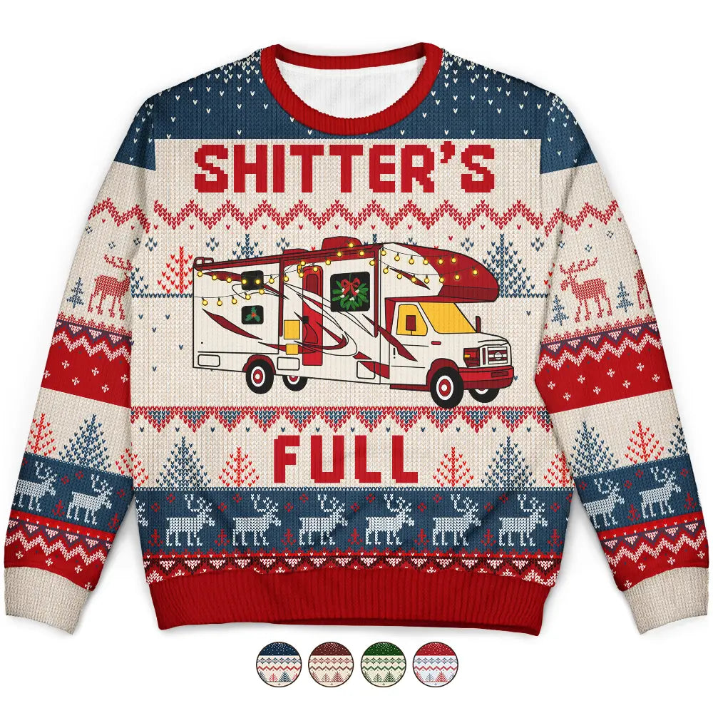 Shitter's Full Camping Lover - Personalized Unisex Ugly Sweater