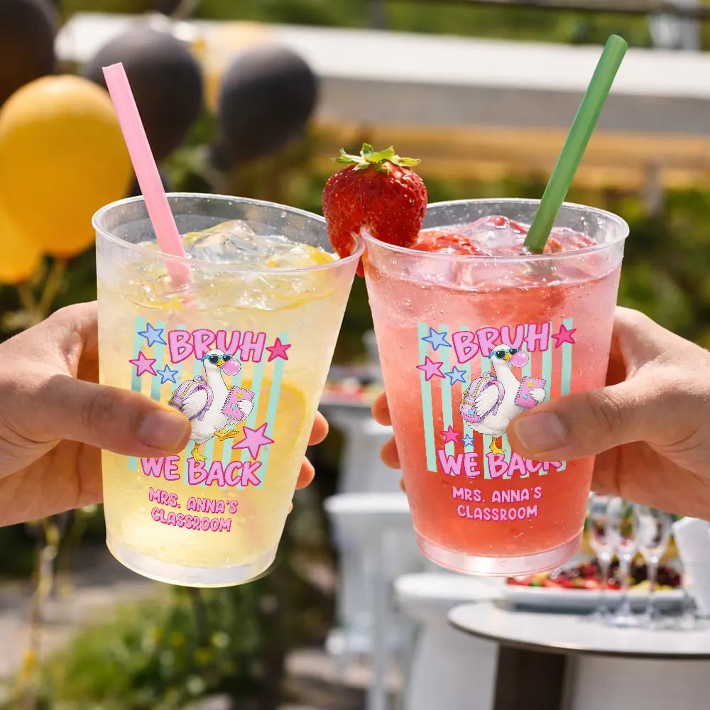 Teacher,Humorous,Back To School,Custom Text - Silly Goose Bruh We Back To School - Personalized Frosted Cups