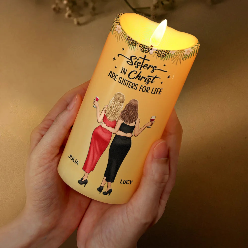 Christian,Christmas,Gift For Sisters - Sister In Christ - Gift For Christian Sister - Personalized Flameless LED Candle