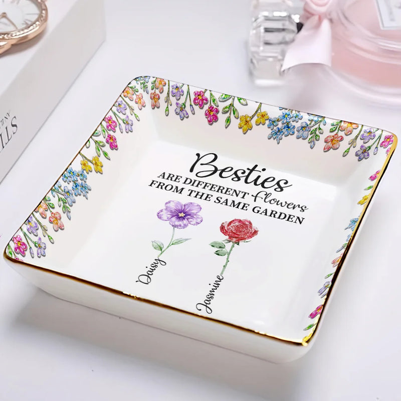 Gift For Sisters,Gift For Bestie,Gift For Women,Happy - Sisters Are Different Flowers From The Same Garden - Personalized Ring Dish