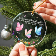 Top Market,Sentimental,Gift For Cousin,Christmas,Gift For Sister,Gift For Sibling,Icon - Sisters Are Like Butterflies Crystal Effect - Personalized Circle Glass Ornament