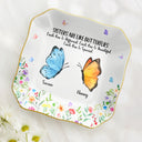 Gift For Sisters, Gift For Bestie, Gift For Women, Happy - Sisters Are Like Butterflies Watercolor - Personalized Lace Square Jewelry Dish