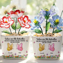 Gift For Cousin,Christmas,Gift For Sister,Gift For Sibling,Icon,Happy - Sisters Are Like Butterflies Crystal 3D Inflated Effect - Personalized Glass Flower Plant Pot
