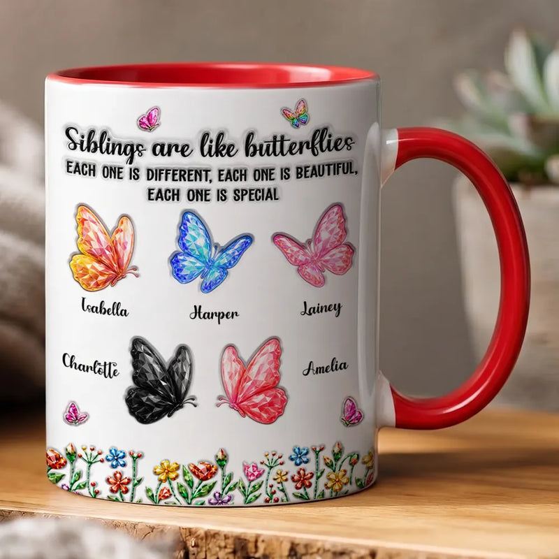 Sentimental,Gift For Cousin,Christmas,Gift For Sister,Gift For Sibling,Icon - Sisters Are Like Butterflies Crystal 3D Inflated Effect - Personalized Mug