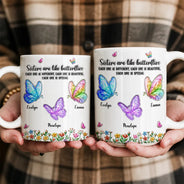 Sentimental,Gift For Cousin,Christmas,Gift For Sister,Gift For Sibling,Icon - Sisters Are Like Butterflies Crystal 3D Inflated Effect - Personalized Mug