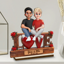 Gift For Couples,Old Couples,Gift For Husband,Gift For Wife,Gift For Boyfriend,Gift For Girlfriend,Love - Sitting Couple 3D Effect You & Me We Got This - Personalized Custom Shaped 2-Layered Acrylic Wooden Plaque