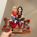 Gift For Couples,Old Couples,Gift For Husband,Gift For Wife,Gift For Boyfriend,Gift For Girlfriend,Love - Sitting Couple 3D Effect You & Me We Got This - Personalized Custom Shaped 2-Layered Acrylic Wooden Plaque
