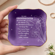 Gift For Daughter,Gift For Women,Happy,Gift For Grandkids - Sketch Birth Flower My Daughter Granddaughter Forever - Personalized Ring Dish
