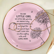 Gift For Daughter,Gift For Women,Happy,Gift For Grandkids - Sketch Birth Flower My Daughter Granddaughter Forever - Personalized Ring Dish