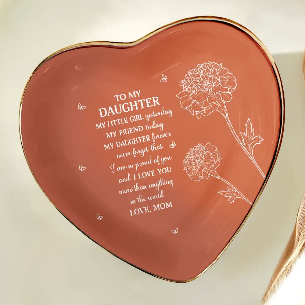 Gift For Daughter,Gift For Women,Happy,Gift For Grandkids - Sketch Birth Flower My Daughter Granddaughter Forever - Personalized Ring Dish