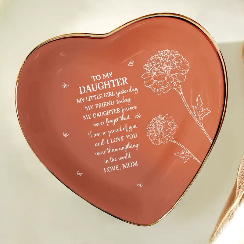 Gift For Daughter,Gift For Women,Happy,Gift For Grandkids - Sketch Birth Flower My Daughter Granddaughter Forever - Personalized Ring Dish