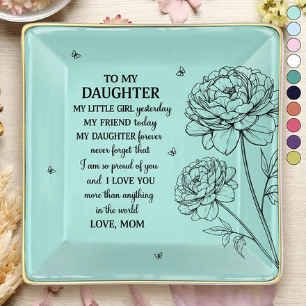 Sketch Birth Flower My Daughter Granddaughter Forever - Personalized Ring Dish