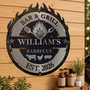 Gift For Yourself,Grilling,Custom Text,Happy - Smoke House And Grill Barbecue - Personalized Custom Shaped Metal Sign