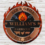 Gift For Yourself,Grilling,Custom Text,Happy - Smoke House And Grill Barbecue - Personalized Custom Shaped Metal Sign