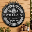 Gift For Yourself,Grilling,Custom Text,Happy - Smoke House And Grill Barbecue - Personalized Custom Shaped Wood Sign