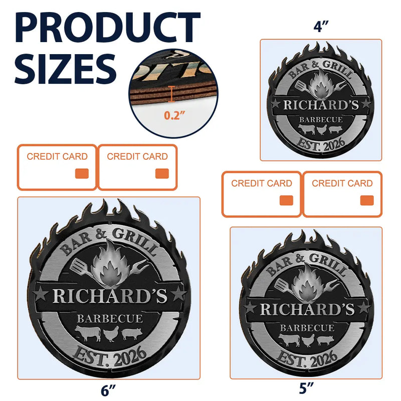 Gift For Yourself,Grilling,Custom Text,Happy - Smoke House And Grill Barbecue - Personalized Custom Shaped Wood Sign