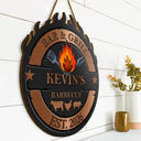 Gift For Yourself,Grilling,Custom Text,Happy - Smoke House And Grill Barbecue - Personalized Custom Shaped Wood Sign