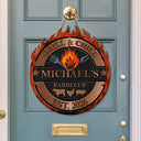 Gift For Yourself,Grilling,Custom Text,Happy - Smoke House And Grill Barbecue - Personalized Custom Shaped Wood Sign