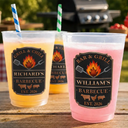 Gift For Yourself,Grilling,Custom Text,Happy - Smoke House And Grill Barbecue - Personalized Frosted Cups