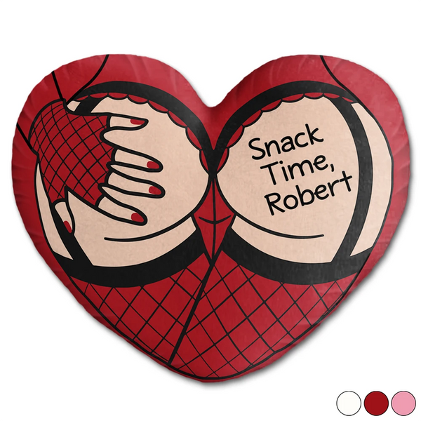Gift For Husband,Gift For Boyfriend,Gift For Couples,Funny - Snack Time Husband Hot Wife Spicy Couple - Personalized Heart Shaped Pillow