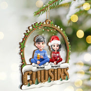 Gift For Bestie,Christmas,Happy,Gift For Sisters,Gift For Brothers,Gift For Sibling,Cousin - Snowball Besties Friends Siblings Forever - Personalized 2-Layered Mix Ornament